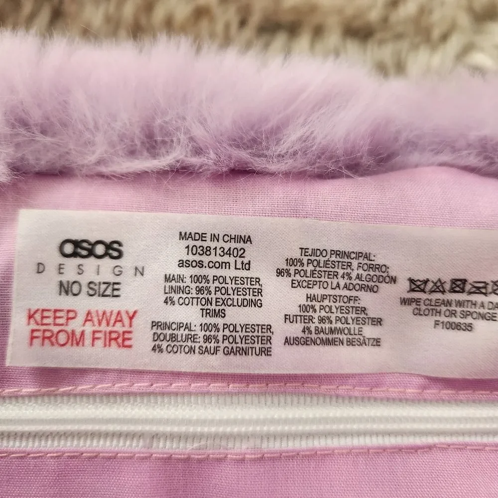 asos Design Lavender Faux Fur Tote‎ Bag